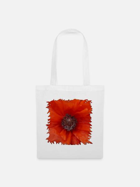 Orangerot Mohnblüte Nahaufnahme - Stoffbeutel - Weiß