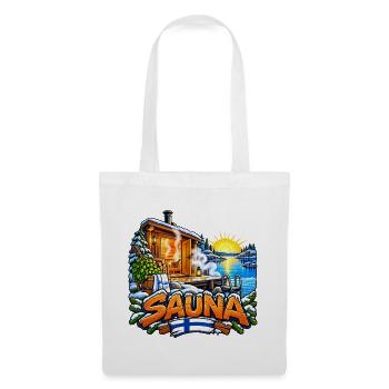 Finnische Sauna – Winter See und Nordische Ruhe - Stoffbeutel - Weiß - Vorne
