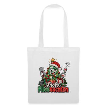 Frohe Fliesnachten Fliesenleger Weihnachtsgeschenk - Stoffbeutel - Weiß - Vorne