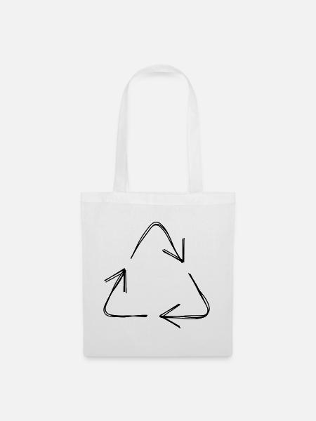 Recycling handgezeichnet - Stoffbeutel - Weiß