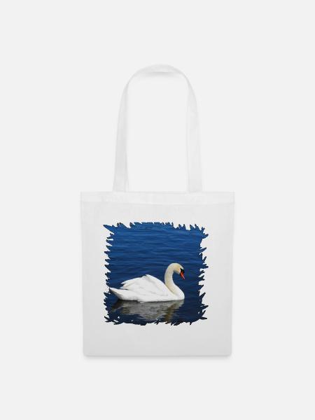 Schwan auf blauem Wasser - Stoffbeutel - Weiß