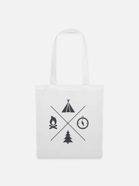 Camping Symbole Abenteuer - Stoffbeutel - Weiß