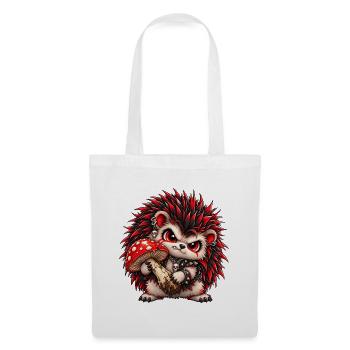 Gothic Punk Igel mit Pilz – Süßer Grusel - Stoffbeutel - Weiß - Vorne