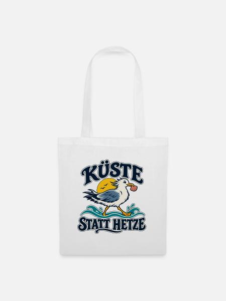 Möwe – Küste statt Hetze - Stoffbeutel - Weiß