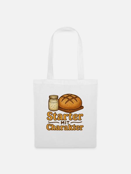 Sauerteigbrot Geschenk für Hobbybäcker - Stoffbeutel - Weiß