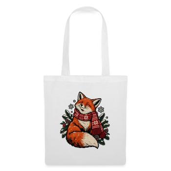 Winterfuchs mit Schal - Stoffbeutel - Weiß - Vorne
