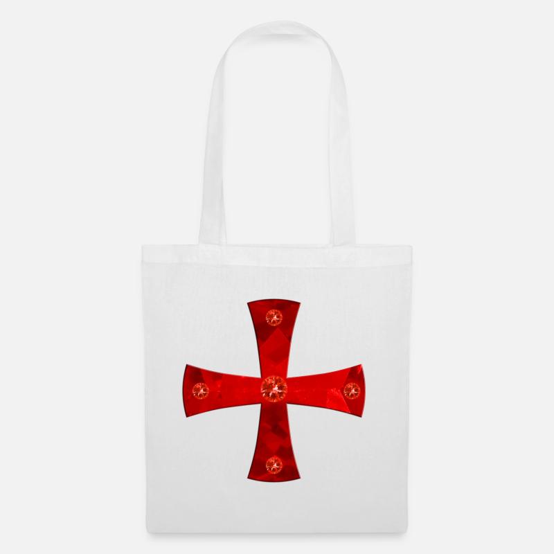 Croix de Chevalier Templier avec des gemmes - Sac en tissu - blanc