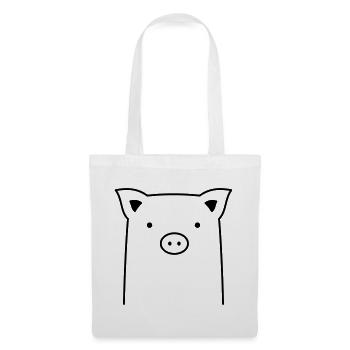 Schweinchen Schwein Ferkel Geschenk - Stoffbeutel - Weiß - Vorne