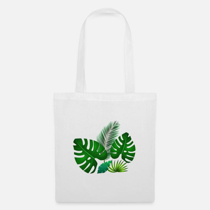 Feuilles tropicales vertes - Sac en tissu - blanc
