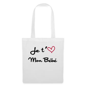 je t'aime mon bébé - Sac en tissu - blanc - Devant