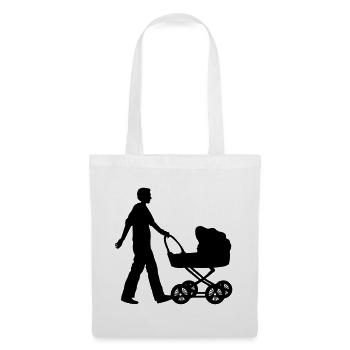 vater kind kinderwagen - Stoffbeutel - Weiß - Vorne