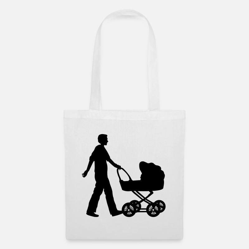 vater kind kinderwagen - Stoffbeutel - Weiß