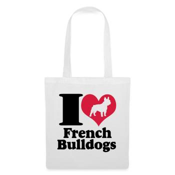 I Love French Bulldogs ... / + - Tote Bag - white - Front