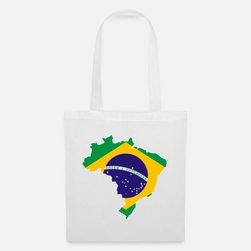 Brasilien Brazil Flagge Geschenk Geschenkidee - Stoffbeutel - Weiß