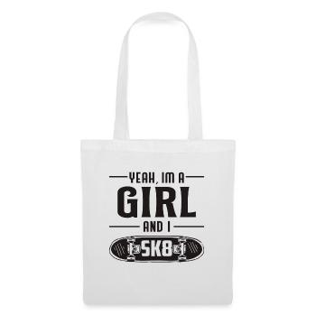 Skater Girl Mädchen Longboard Skaten Geschenk - Stoffbeutel - Weiß - Vorne