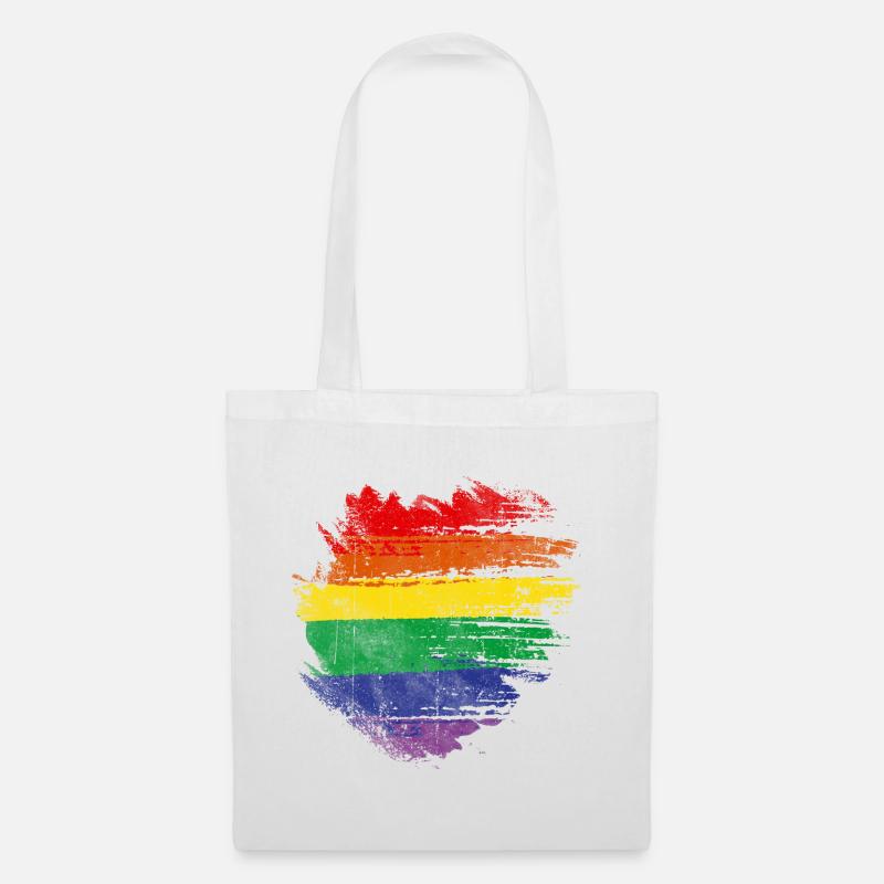 Regenbogenbürstenherz - Stoffbeutel - Weiß