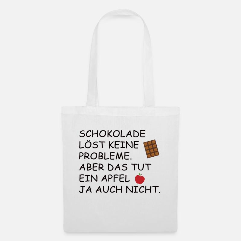 Schokolade | Lustiger Spruch - Stoffbeutel - Weiß