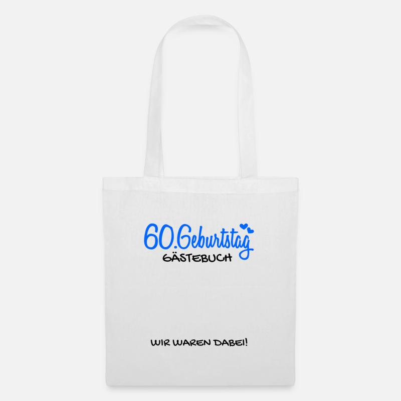 60 Geburtstag Gästebuch - 60 Jahre Geschenk - Stoffbeutel - Weiß
