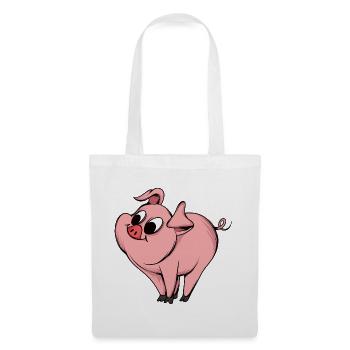 Playful Pig Cartoon Design - Tote Bag - white - Front