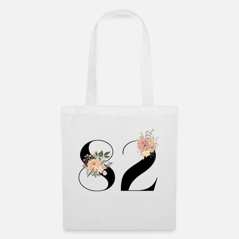 Blumen zum 82. Jahrestag (Geschenk von 82 Jahren) - Stoffbeutel - Weiß