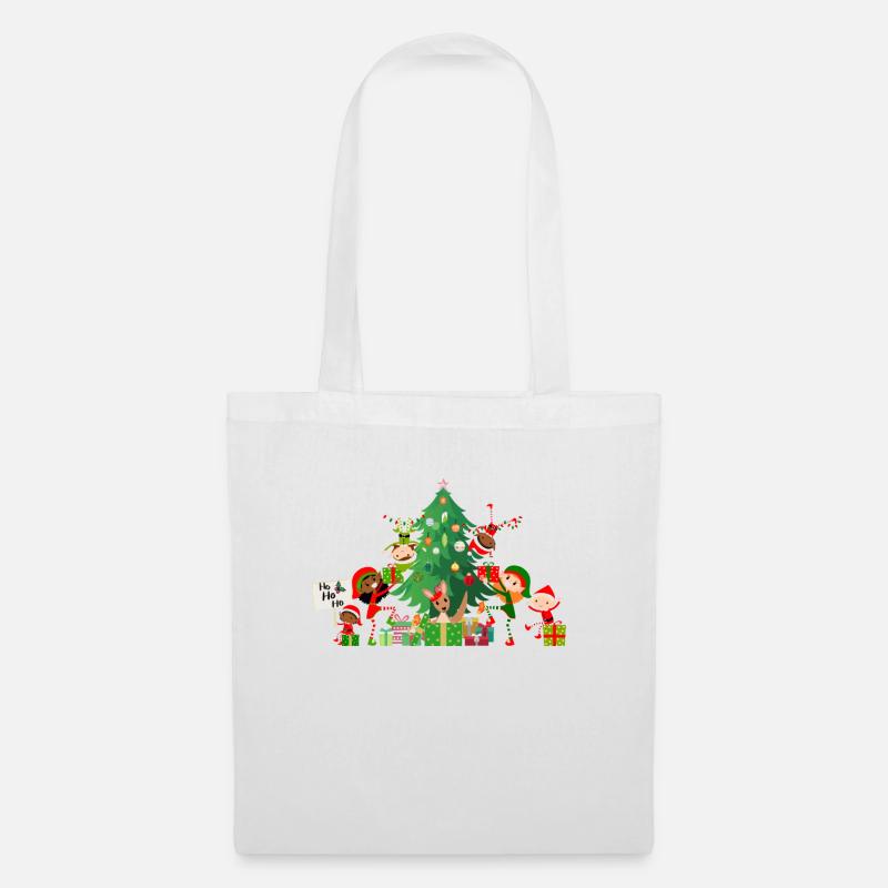 Weihnachten - Tannenbaum - Weihnachtsmann Feiertag - Stoffbeutel - Weiß