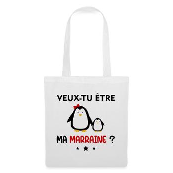 Veux-tu être ma marraine ? Annonce grossesse - Sac en tissu - blanc - Devant