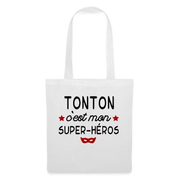 Tonton c est mon super héros - Sac en tissu - blanc - Devant