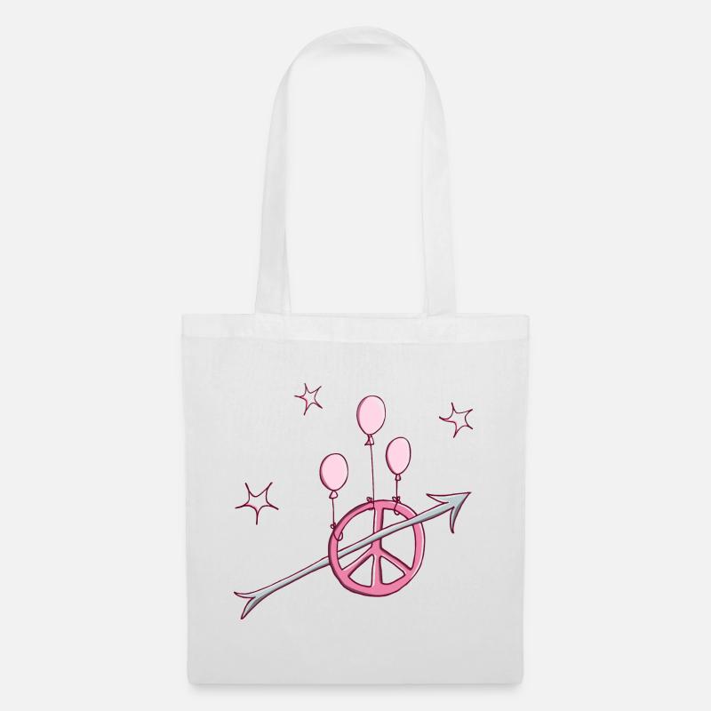 Peace Pfeil Frieden in pink - Stoffbeutel - Weiß