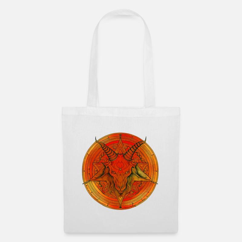 Pentagramme surmonté d'une tête de baphomet - Sac en tissu - blanc