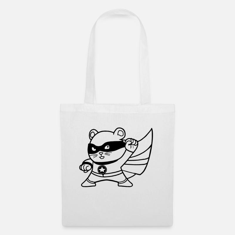 Hamster Superheld Geschenkidee - Stoffbeutel - Weiß