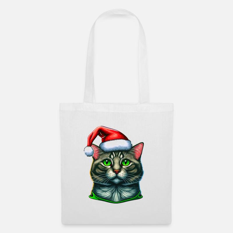 Wunderschönes digitales Winterkatzen-Kunstwerk, das perfekte - Stoffbeutel - Weiß