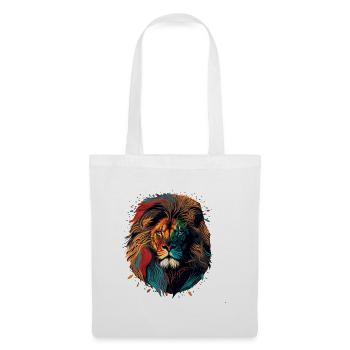 Peinture de lion colorée - Sac en tissu - blanc - Devant