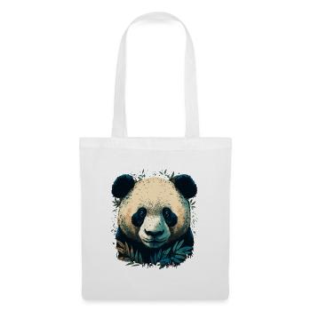 Panda avec des lattes de bambou - Sac en tissu - blanc - Devant