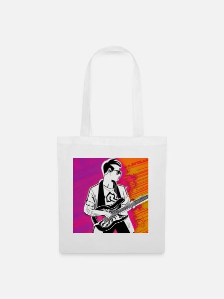 Gitarrist Pop Art - Stoffbeutel - Weiß