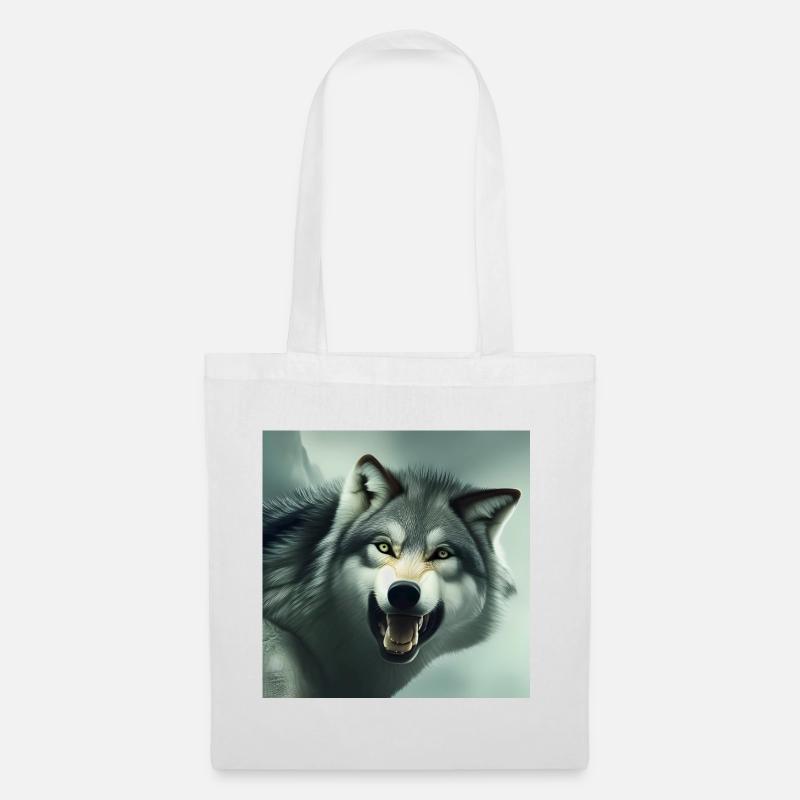 Wütender Wolf - Stoffbeutel - Weiß
