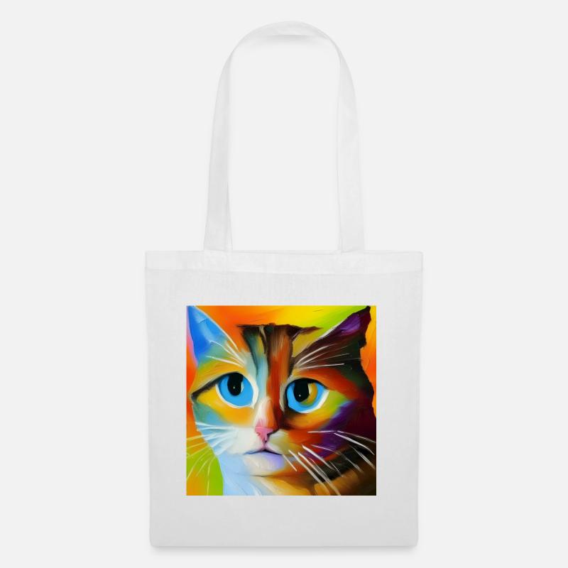 Portrait abstrait de chat - Sac en tissu - blanc