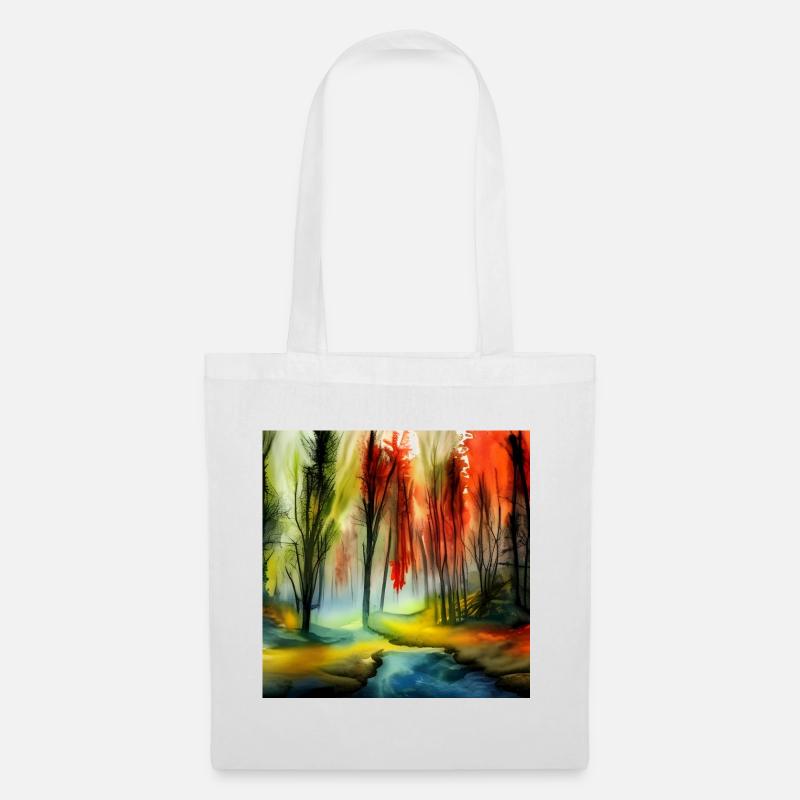 Waldquell-Aquarell - Stoffbeutel - Weiß