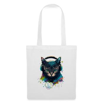 Chat et mélomane - Sac en tissu - blanc - Devant