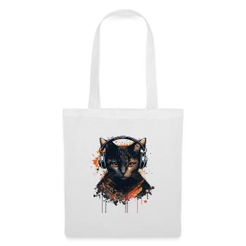 Chat joueur - Sac en tissu - blanc - Devant
