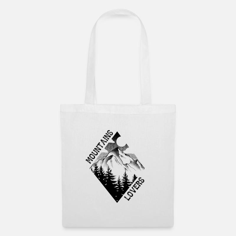 Mountains Lovers - Dotwork tattoo art - Sac en tissu - blanc