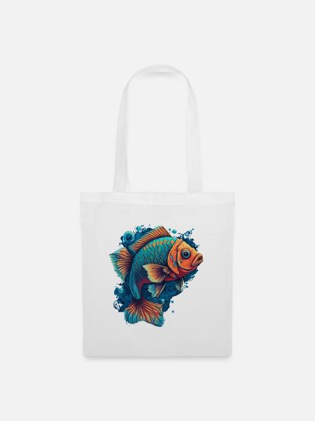 Flat Fish Illustration - Stoffbeutel - Weiß