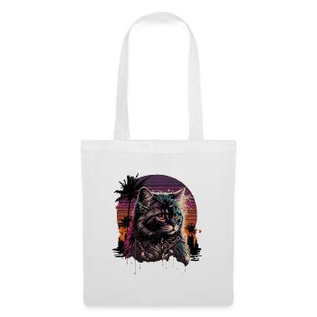 Synthwave Cat - Tote Bag - white - Front