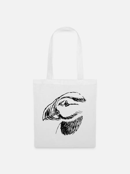 Handgezeichneter Papageientauchervogel - Stoffbeutel - Weiß