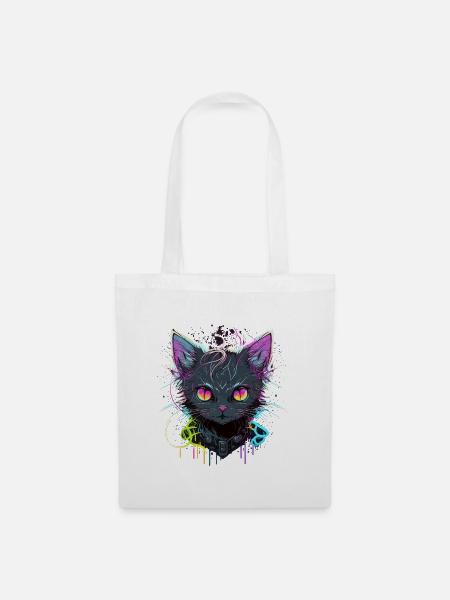 Coole Katze Illustration - Stoffbeutel - Weiß