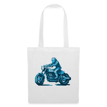 Motorcyclist sits on his machine in 8 bit - Tote Bag - white - Front