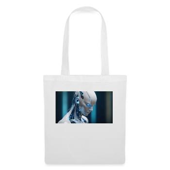 Futuristic robot with blue eyes - Tote Bag - white - Front