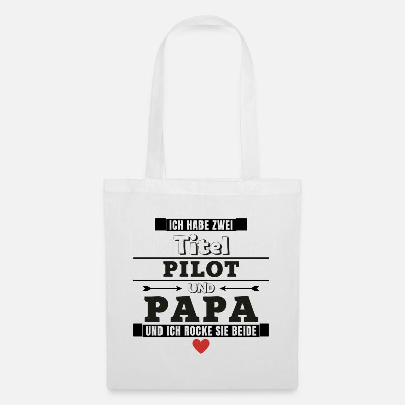 Ich habe zwei Titel Pilot und Papa - Stoffbeutel - Weiß