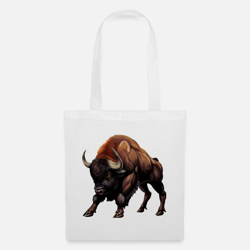 Vache, Buffle, Taureau, Bison - Conception animale - Sac en tissu - blanc