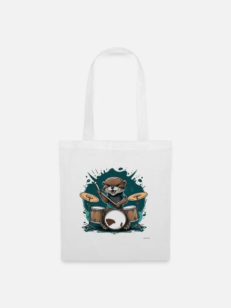 Otter-Trommler - Stoffbeutel - Weiß