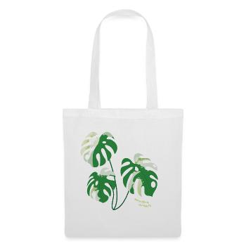 monstera variegata pflanze plant-mom grüner daumen - Stoffbeutel - Weiß - Vorne